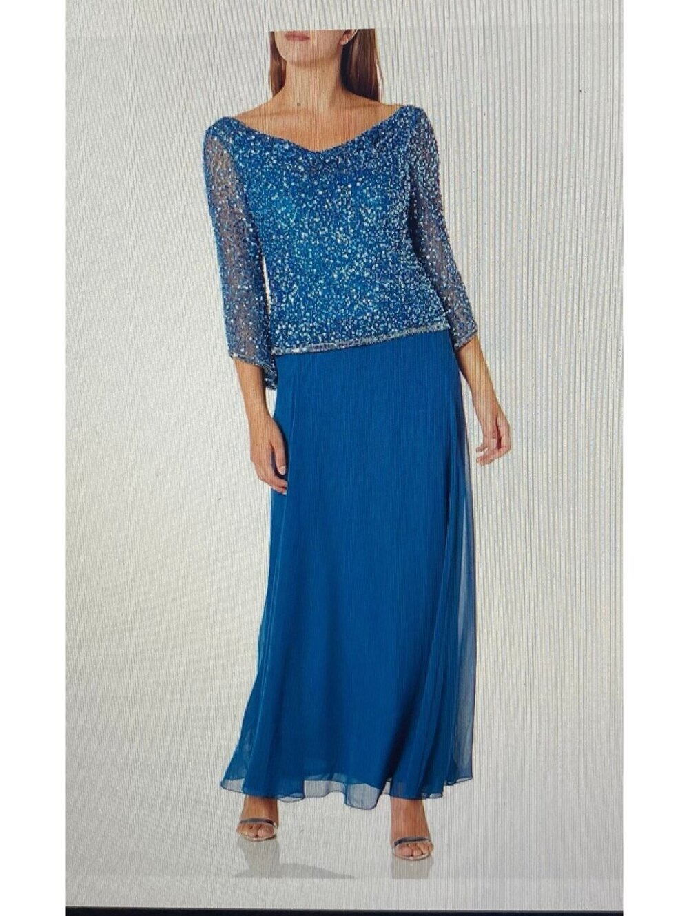 J Kara Women’s Long Beaded Cowl Neck Dress Size 16